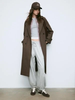 Stradivarius Długi płaszcz oversize  Brązowy