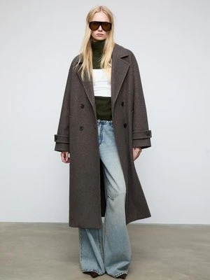Stradivarius Długi płaszcz oversize  Brązowy