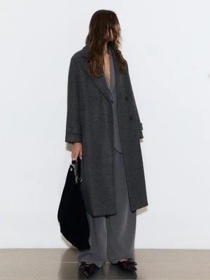 Stradivarius Długi płaszcz oversize  Ciemnoszary