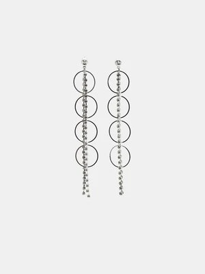 Stradivarius Długie błyszczące kolczyki  Szary