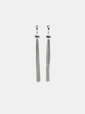 Stradivarius Długie kolczyki koła z metalowym pomponem  Szary