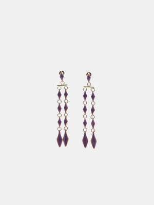 Stradivarius Długie kolczyki romby emaliowane Liliowy