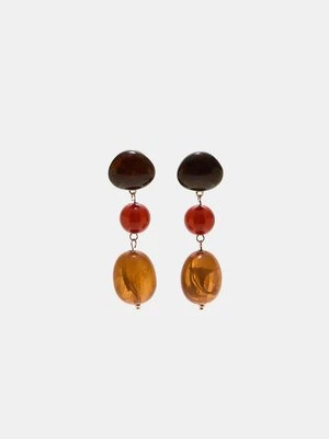 Stradivarius Długie kolczyki z koralikami  Musztardowy