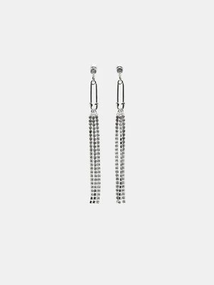 Stradivarius Długie kolczyki z nieodpartym blaskiem  Szary