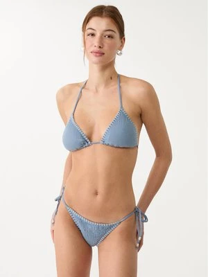 Stradivarius Dół od bikini ze stebnowaniem  Błękitny