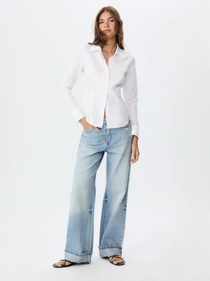 Stradivarius Dopasowana koszula basic  Biały