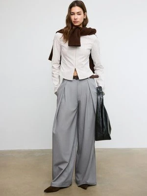 Stradivarius DOPASOWANA KOSZULA Z BENGALINY Z PODWÓJNYM ZAMKIEM  Kamień