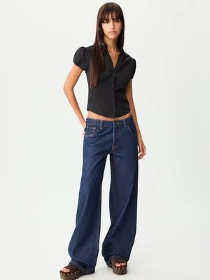 Stradivarius Dopasowana koszula z krótkim rękawem  Czarny