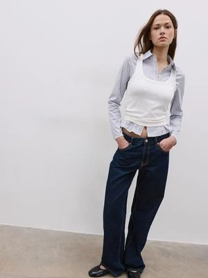 Stradivarius Dopasowana koszula z przeszyciem pod biustem  Perłowo-szary