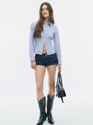 Stradivarius Dopasowana koszula z przeszyciem pod biustem  Perłowo-szary