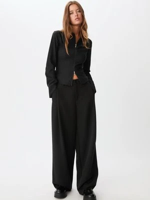 Stradivarius Dopasowana koszula z zamkiem błyskawicznym  Czarny