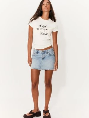 Stradivarius Dopasowana koszulka Bunny  Biały