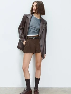 Stradivarius Dopasowane eleganckie szorty mini z paskiem  Brązowy