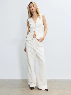 Stradivarius Dopasowany top denim  Waniliowy