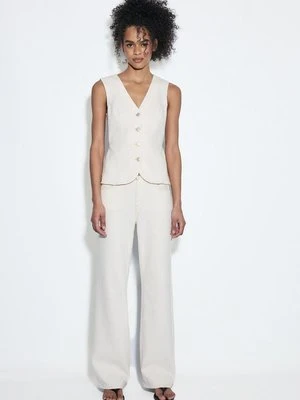 Stradivarius Dopasowany top denim  Waniliowy