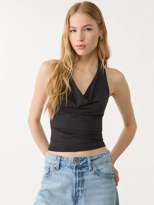 Stradivarius Dopasowany top z dekoltem halter  Czarny