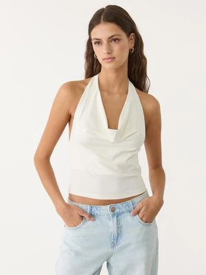 Stradivarius Dopasowany top z dekoltem halter  Ecru