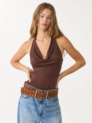 Stradivarius Drapowane body  Brązowy