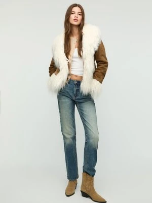 Stradivarius Dwustronna kurtka z długim sztucznym futrem  Brązowy