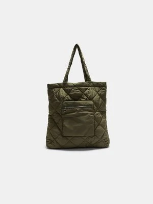 Stradivarius Dwustronna pikowana torba shopper  Khaki