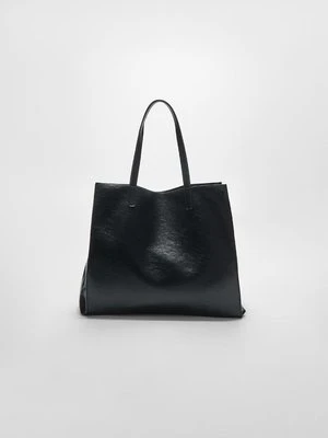 Stradivarius Dwustronna torba shopper ze sztucznej skóry  Czarny