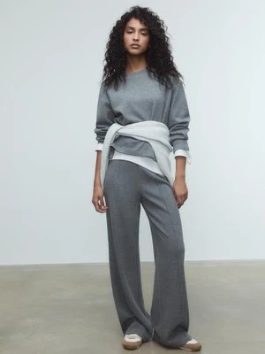 Stradivarius Dzianinowa koszulka z okrągłym dekoltem  Ciemnoszary