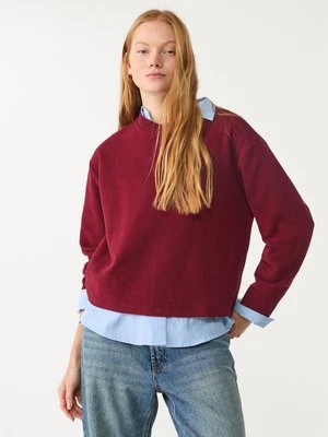 Stradivarius Dzianinowa koszulka z okrągłym dekoltem  Fioletowy