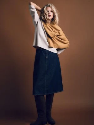 Stradivarius Dzianinowa koszulka z okrągłym dekoltem  Kamień