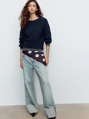 Stradivarius Dzianinowy sweter o miękkim dotyku  Morski