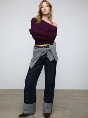 Stradivarius Asymetryczny sweter z dzianiny