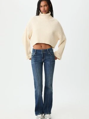 Stradivarius Dzianinowy sweter z golfem  Beżowy