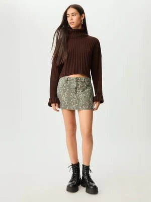 Stradivarius Dzianinowy sweter z golfem  Brązowy