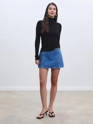 Stradivarius Dzianinowy sweter z golfem  Czarny
