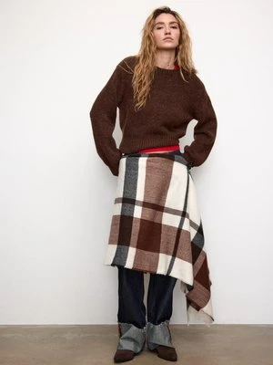 Stradivarius Dzianinowy sweter z miękkim w dotyku  Brązowy