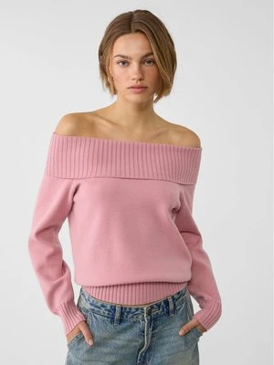 Zdjęcie produktu Stradivarius Dzianinowy sweter z odkrytymi ramionami  Cielisty róż