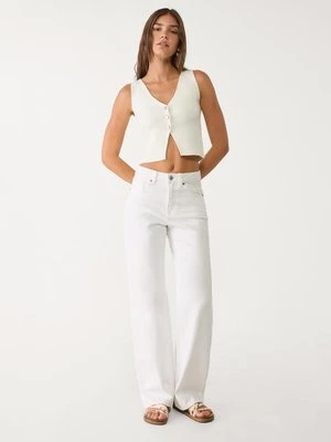 Stradivarius Dzianinowy top z guzikami  Ecru