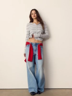 Stradivarius Dzianinowy żakiet  Popielaty