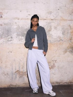 Stradivarius Dzianinowy żakiet z guzikami i Kapturem Ciemnoszary