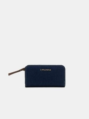 Stradivarius Dżinsowy portfel na zamek  ŚREDNI NIEBIESKI DENIM