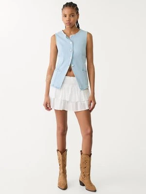 Stradivarius Dżinsowy top-kamizelka z guzikami  JASNONIEBIESKI DENIM