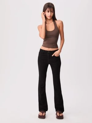 Stradivarius Dżinsy bootcut  CZARNY DENIM Z EFEKTEM SPRANIA