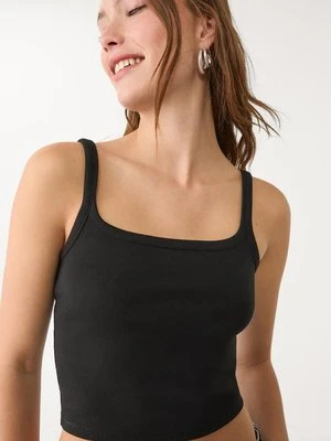 Stradivarius Elastyczny top na ramiączkach  Czarny