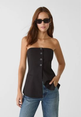 Stradivarius Elegancki top gorsetowy z guzikami  Czarny