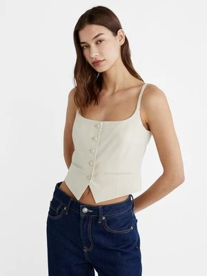 Stradivarius Elegancki top z guzikami  Ecru