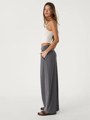 Stradivarius Eleganckie spodnie baggy z przeszyciem  Ciemnoszary