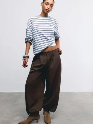 Stradivarius Eleganckie spodnie bufiasty rękaw  Brązowy