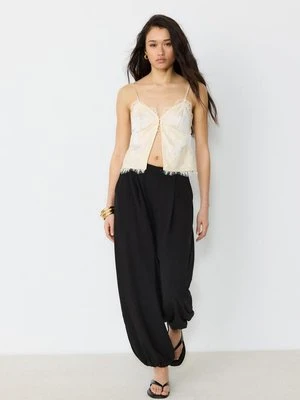 Stradivarius Eleganckie spodnie bufiasty rękaw  Czarny