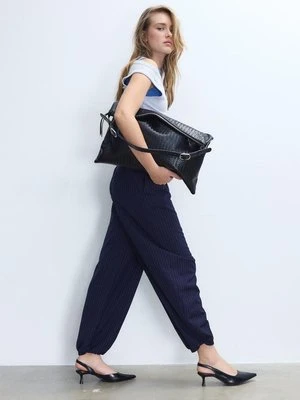 Stradivarius Eleganckie spodnie bufiasty rękaw  Morski