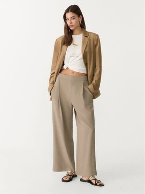 Stradivarius Eleganckie spodnie culotte z zakładkami  Khaki