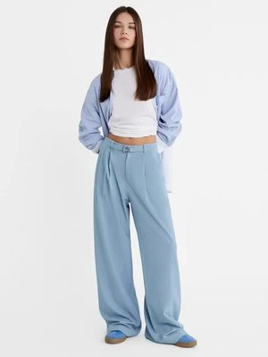 Stradivarius Eleganckie spodnie ze sprzączką  Niebieski denim